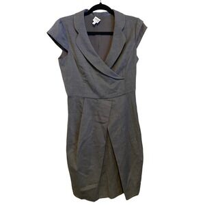 Armani Collezioni Grey Textured Cap Sleeve Sheath Dress Size 8 Made in Italy
